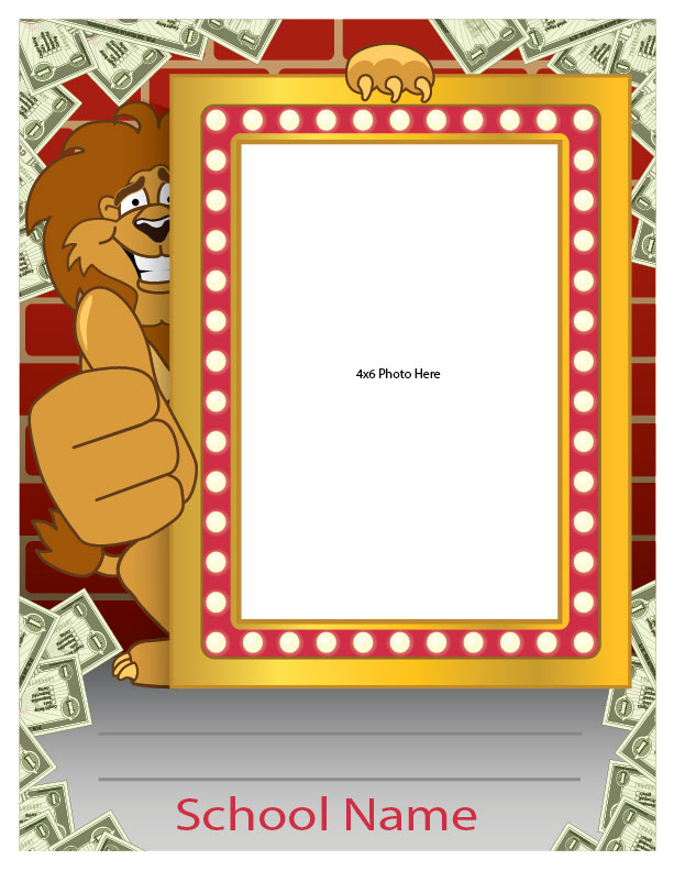 The student spotlight frames are made to recognize student achievements throughout the school for all to see. Simply write in the student name and add an image. They are completely customized with your mascot, school name and any other information you want. Receive the digital files to print your own at 8.5"x11". Or order laminated posters from us at 18"x24" and place an 8.5"x11" image.