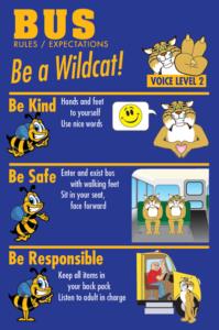 Bus Rules Poster PBIS Wildcat Mascot