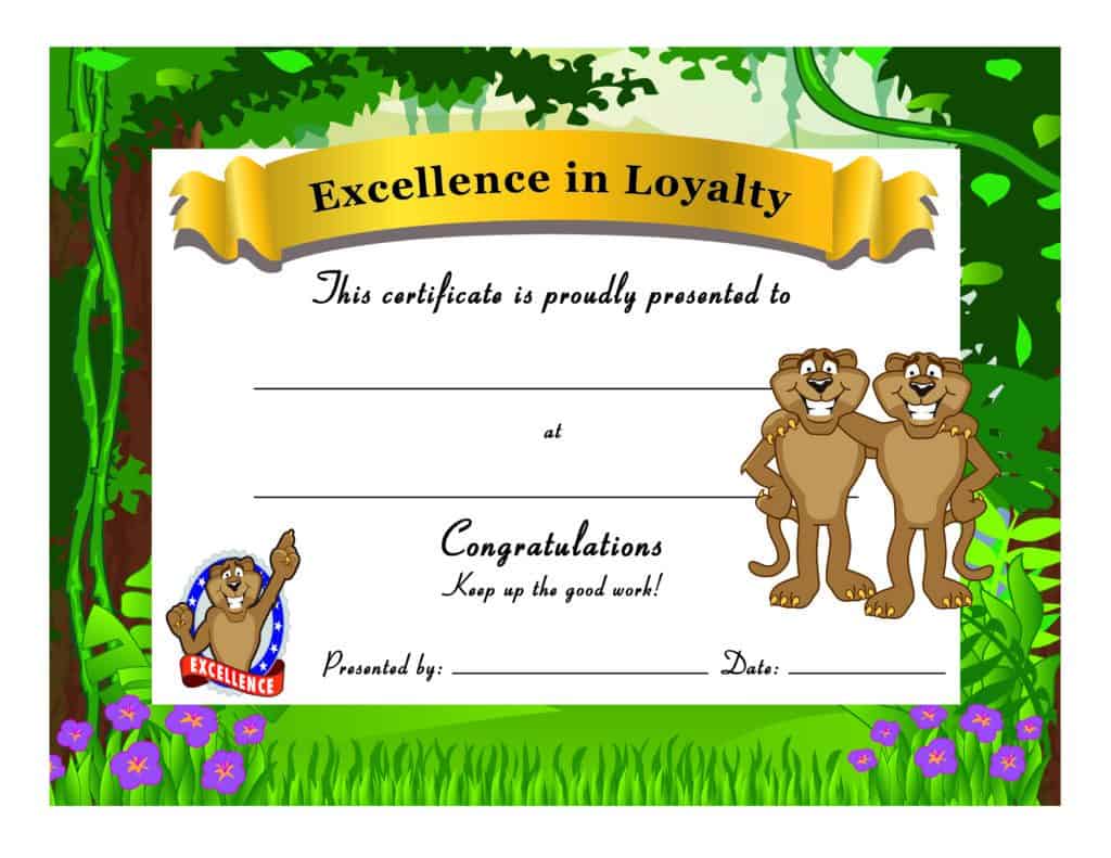 Cougar Loyalty Award Certificate