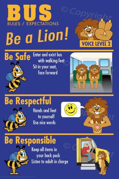 PBIS Posters Lion Bus Rule