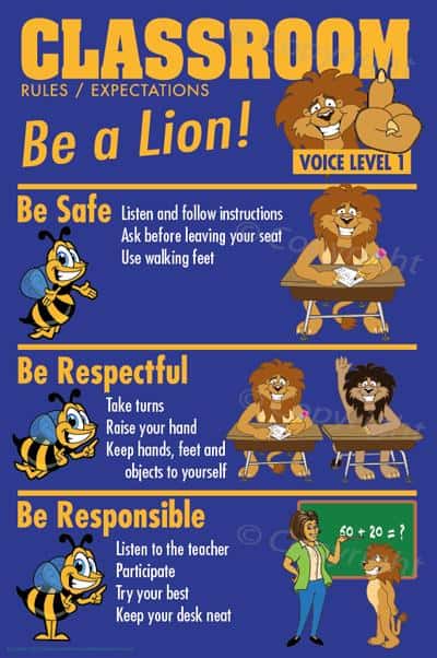 PBIS Posters Lion Classroom Rules