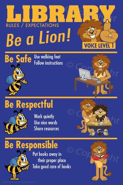 PBIS Posters Lion Library Rules