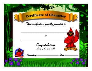 Cardinal Award Certificate
