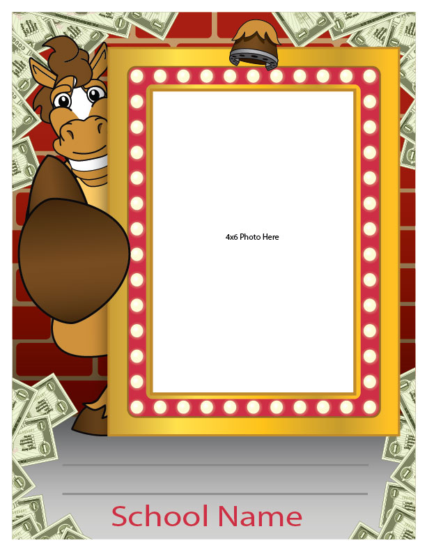 The student spotlight frames are made to recognize student achievements throughout the school for all to see. Simply write in the student name and add an image. They are completely customized with your mascot, school name and any other information you want. Receive the digital files to print your own at 8.5"x11". Or order laminated posters from us at 18"x24" and place an 8.5"x11" image.