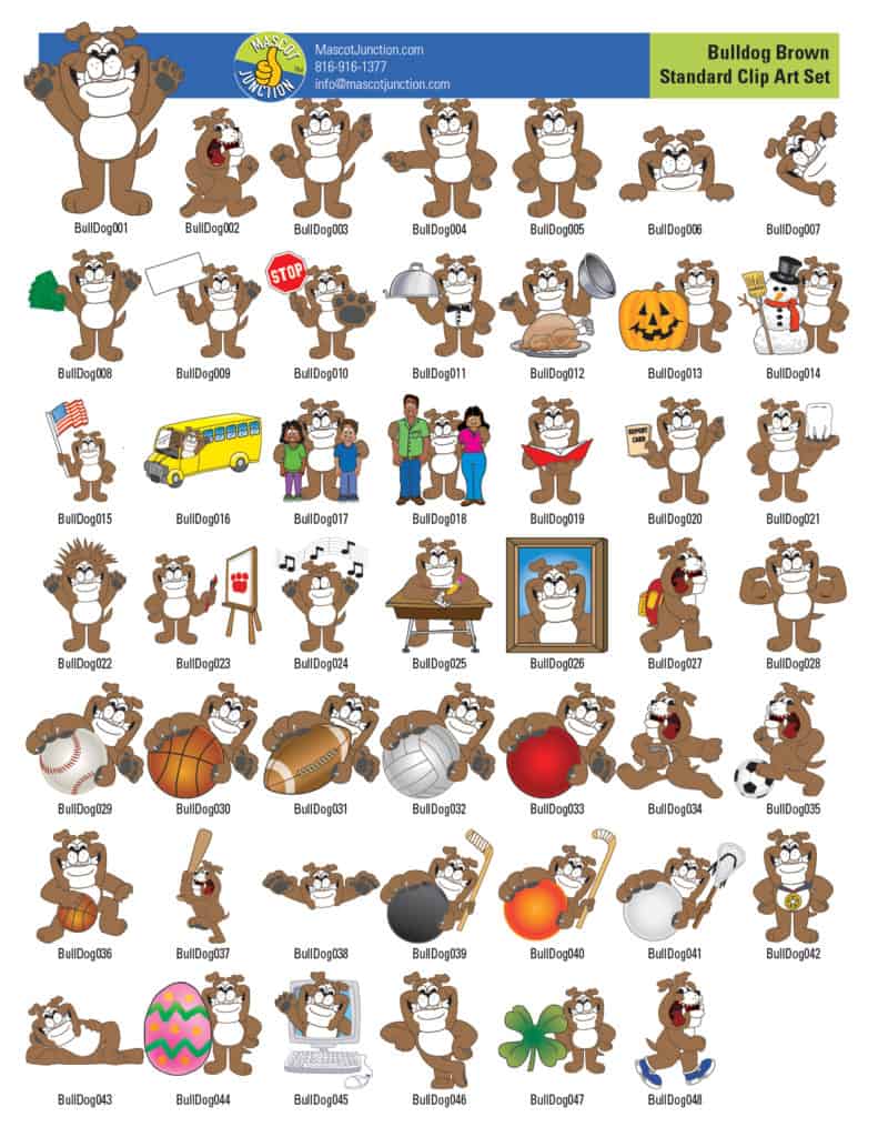 Bulldog Mascot Clip Art Illustrations
