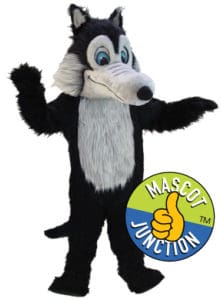 Friendly Black Wolf Mascot Costume