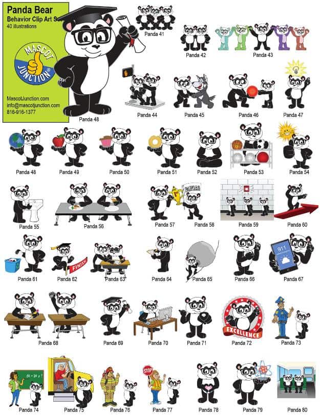 Panda Mascot Clip Art Behavior PBIS