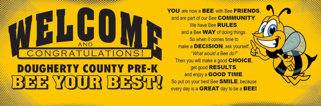 Welcome Banner Featuring Bee Cartoon Character For Schools