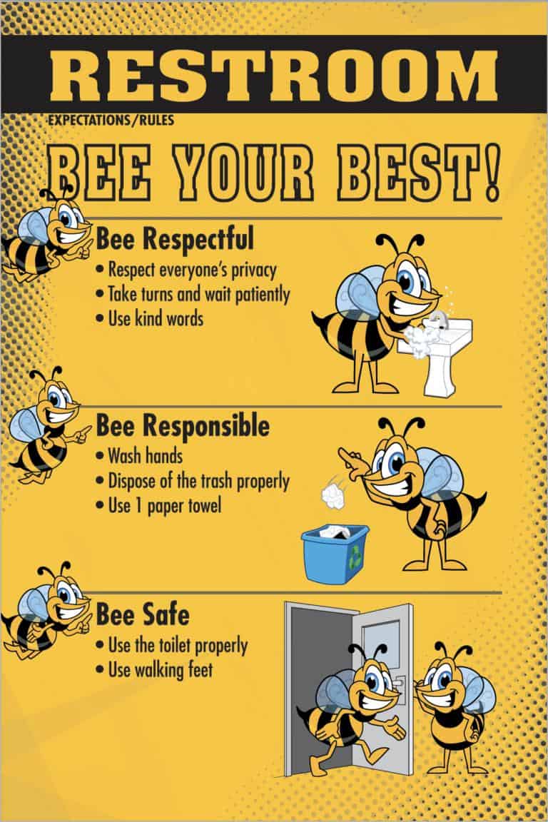Restroom Rules Poster Bee 768x1152 