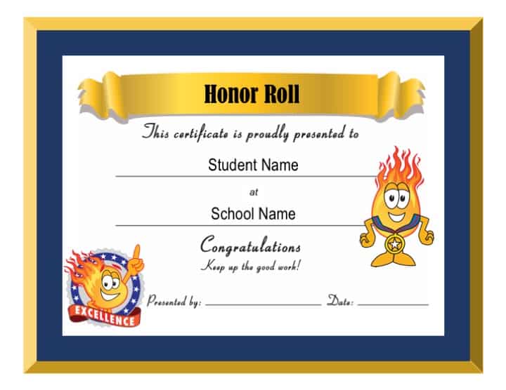 Comet Standard Award Certificate - Honor Roll