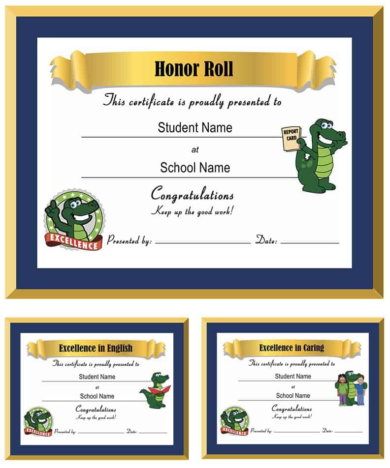 Award Certificate Template Gator Mascot
