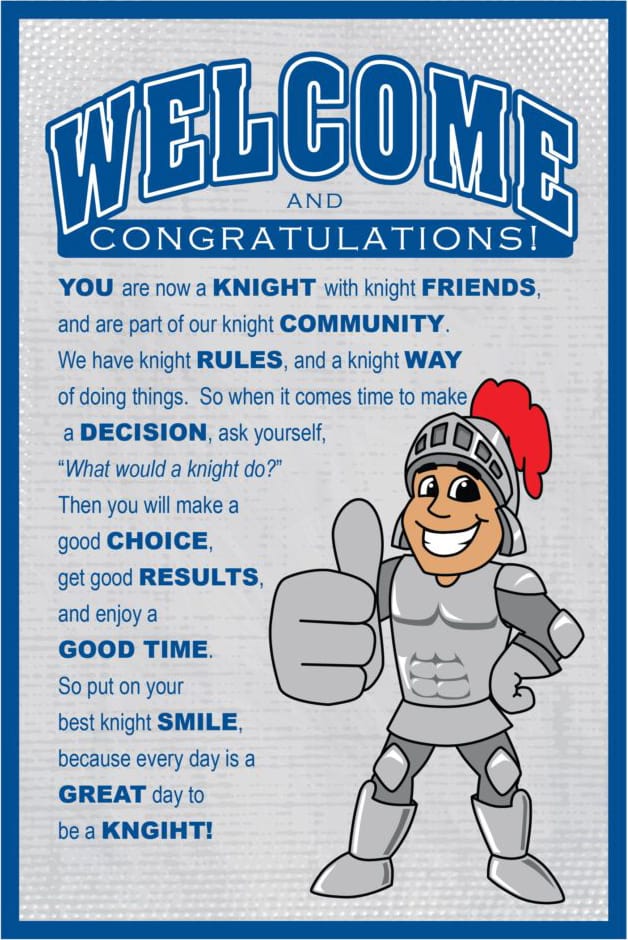 Welcome Poster Knight Mascot