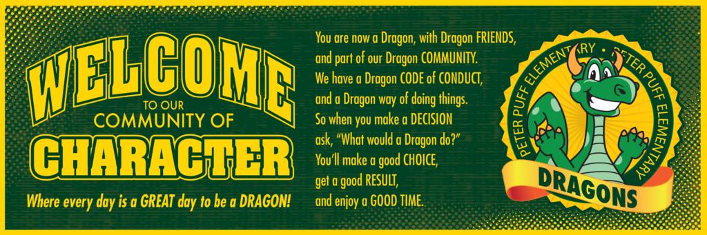 Welcome banner dragon character trait education