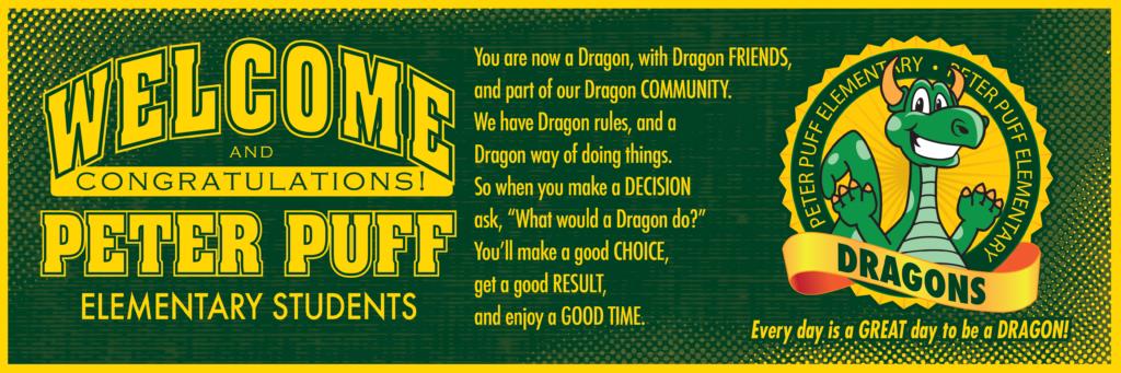 PBIS welcome message banner dragon