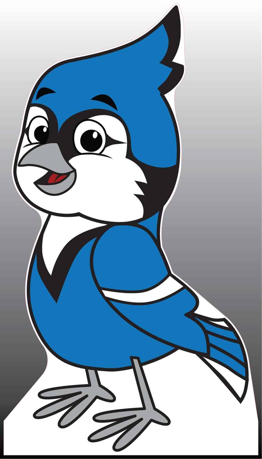 Cute Cartoon Blue Jay Standing Stock Illustration - Image: 61877330