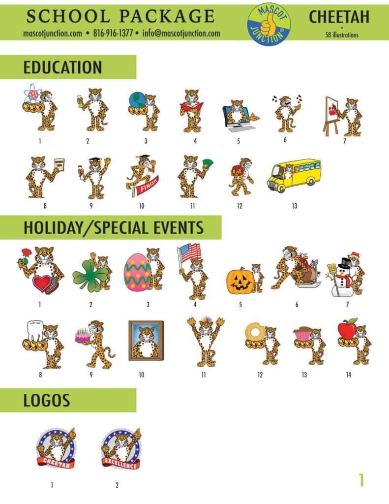 Cheetah Mascot Clip Art School 1