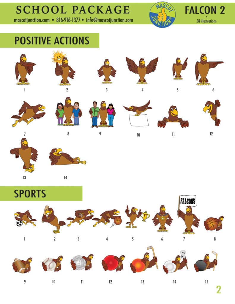 Falcon Brown 2 Mascot Clip Art School 2