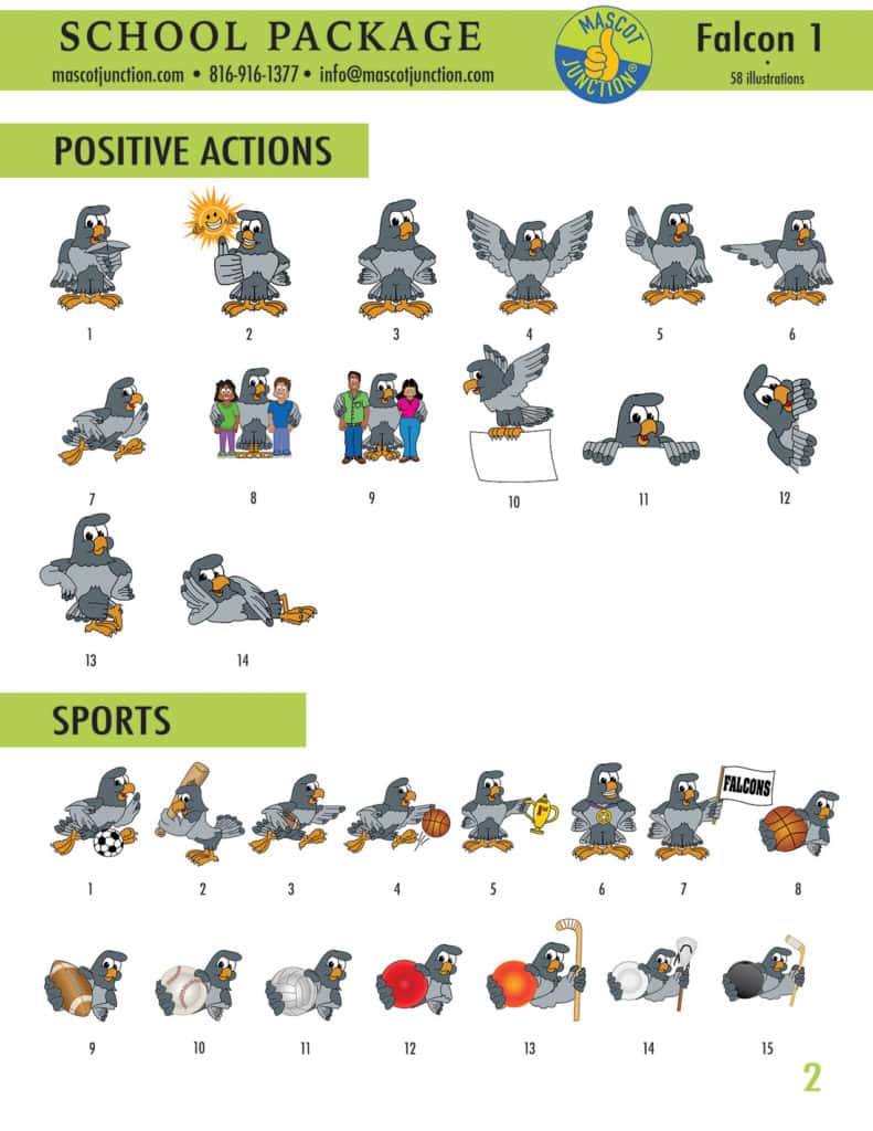 Falcon Gray Mascot Clip Art School 2