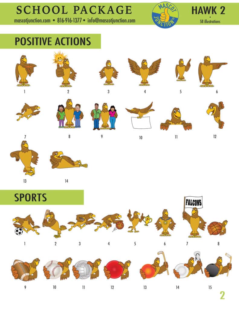 Hawk 2 Mascot Clip Art School 2