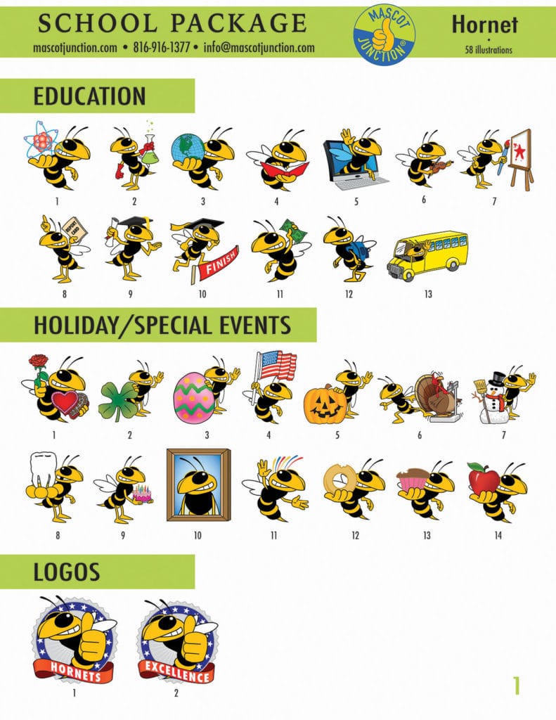 Hornet Mascot Clip Art School 1