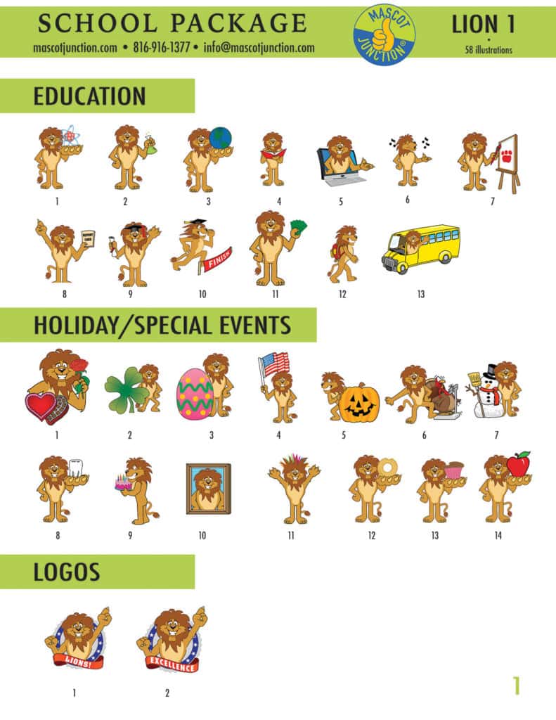 Lion 1 Mascot Clip Art School 1