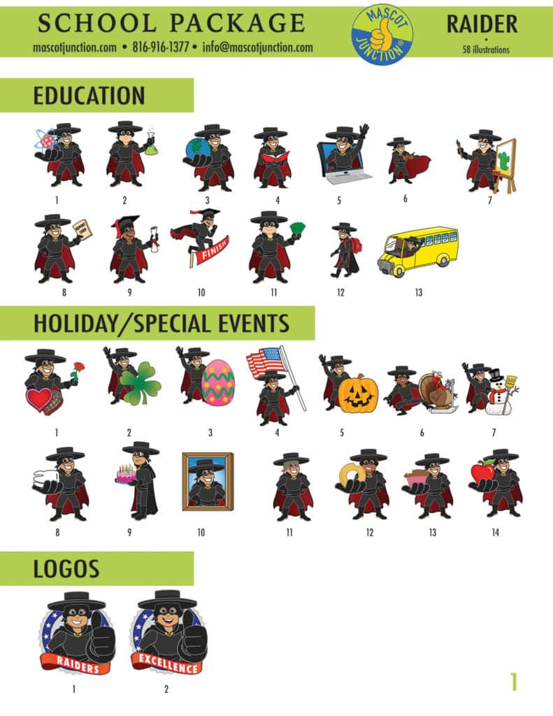 Raider Mascot Clip Art School 1