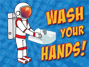 Wash Hands Astronaut - Mascot Junction