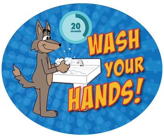 Wash Hands Sticker Coyote