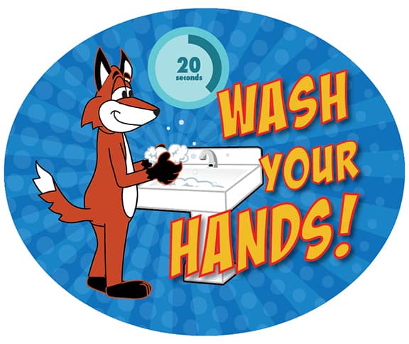 Wash Hands Sticker Fox