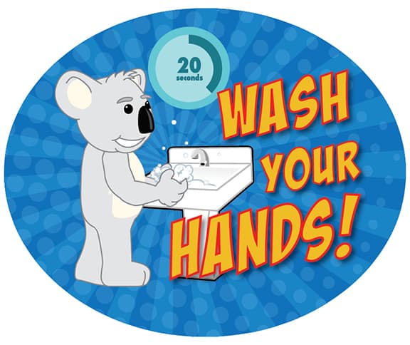 Wash Hands Sticker Koala Mascot