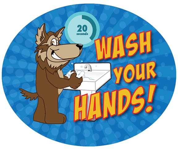 Wash Hands Sticker Wolf