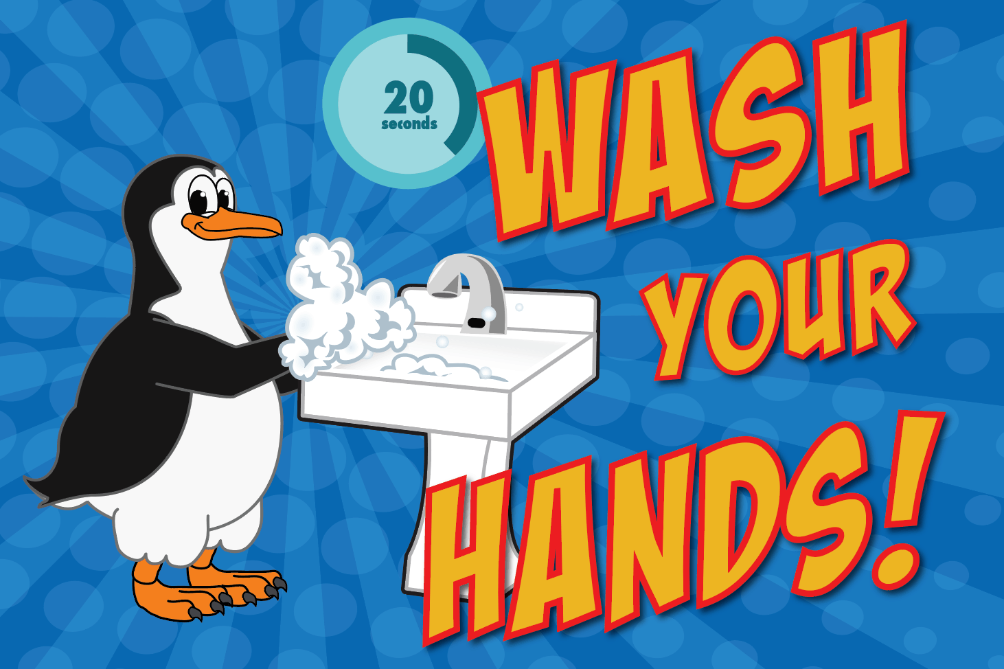 Wash Your Hands Poster Penguin