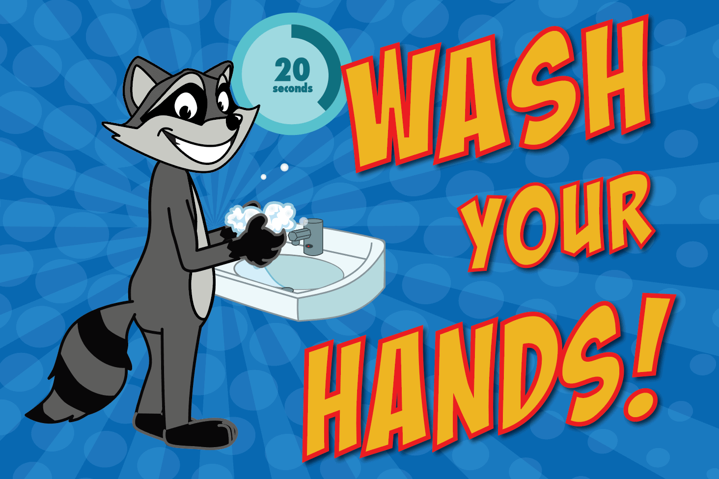 Wash Your Hands Poster Raccoon