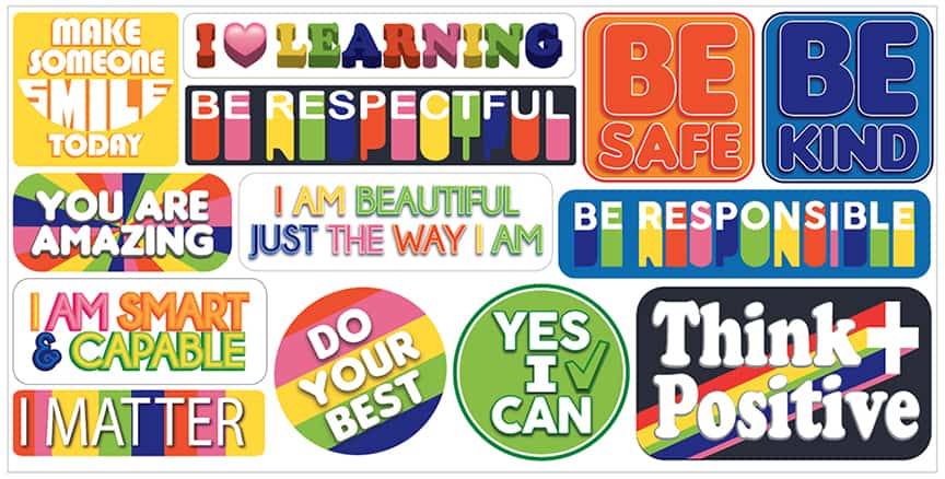 Positive Affirmation Stickers School Wall - Mascot Junction