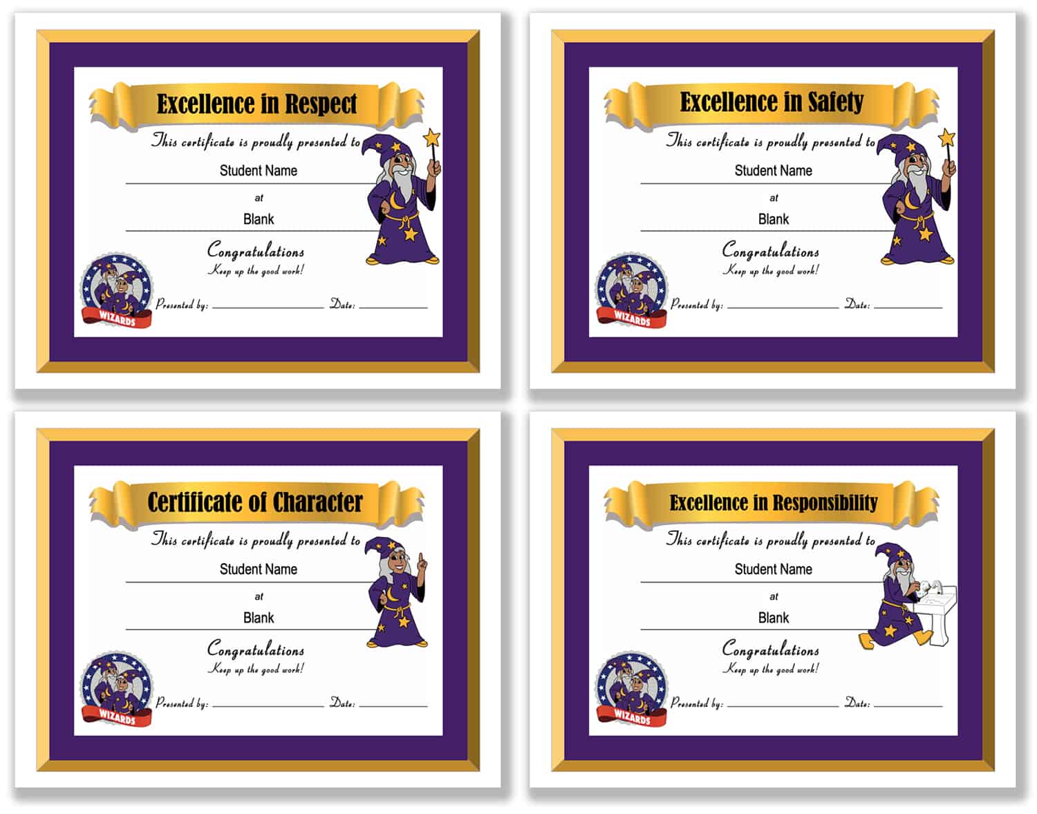 Award Certificate Templates Wizard Mascot