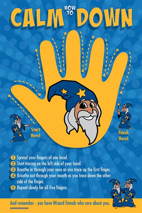Calm Down Poster Wizard Mascot