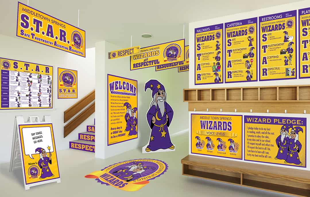 PBIS Posters Signs Banners Wizard Mascot