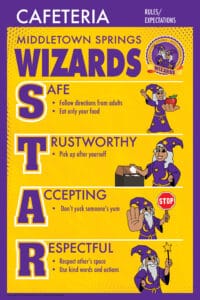 Cafeteria Rules Poster PBIS School Wizard Mascot