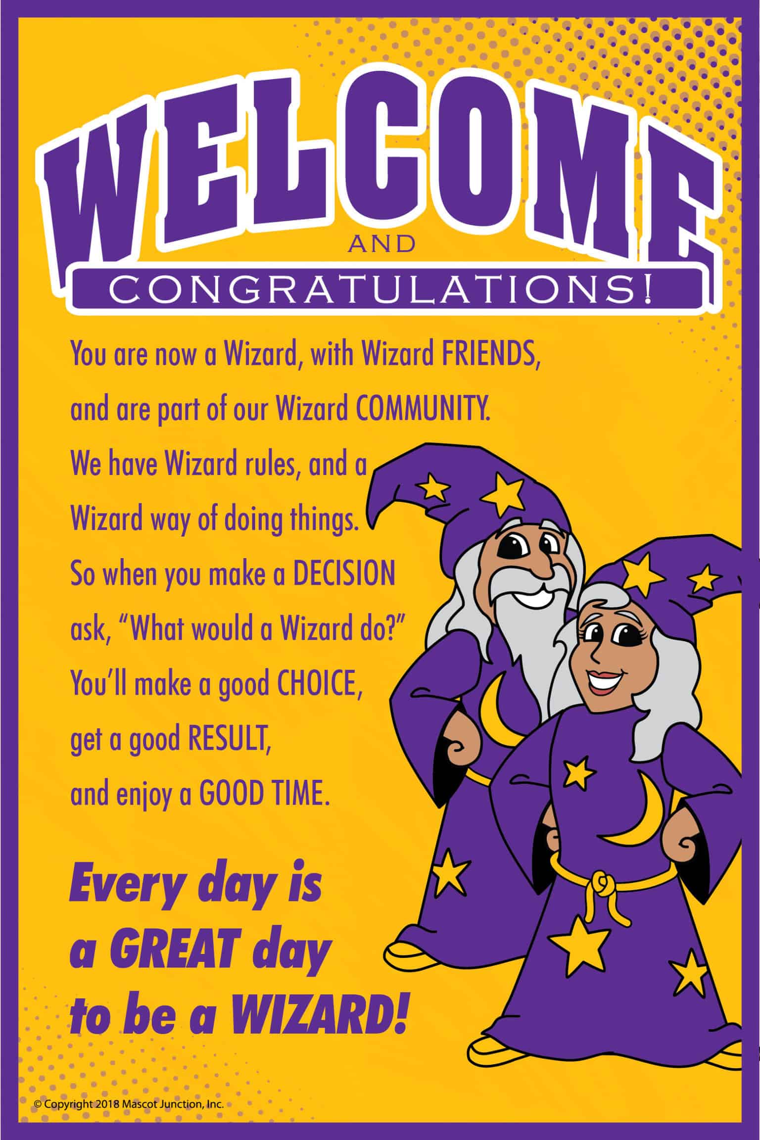 Welcome Poster Wizard Mascot