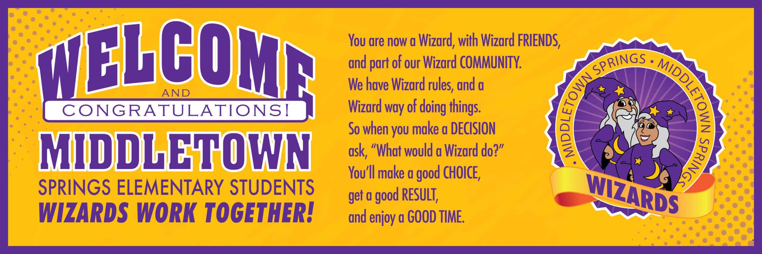 Welcome Banner Wizard School Mascot
