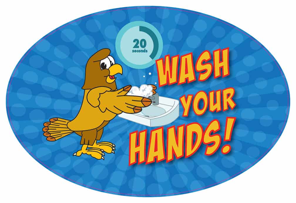 Wash Hands Sticker Hawk