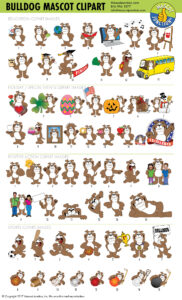 Brown Bulldog Mascot Clipart Set