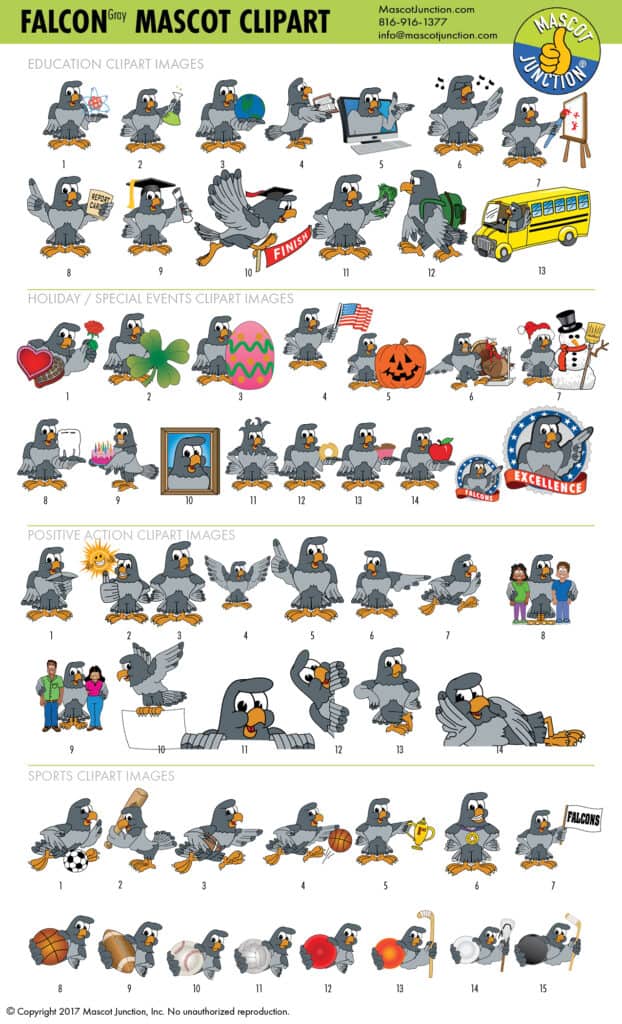 Falcon Mascot Clipart Set 2 - Mascot Junction