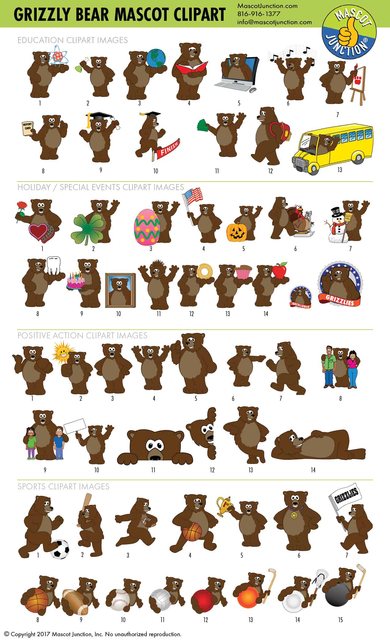 Grizzly Bear Mascot Clipart