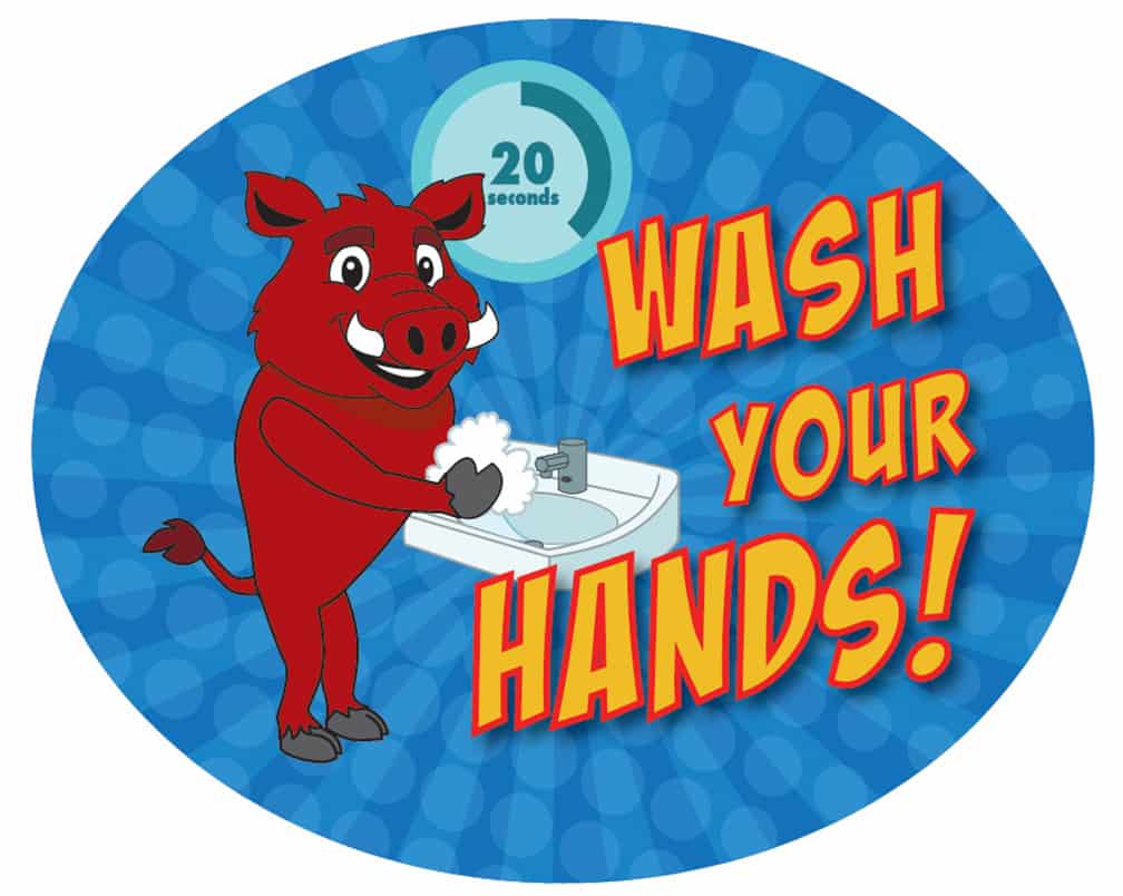Wash Hands Sticker Razorback