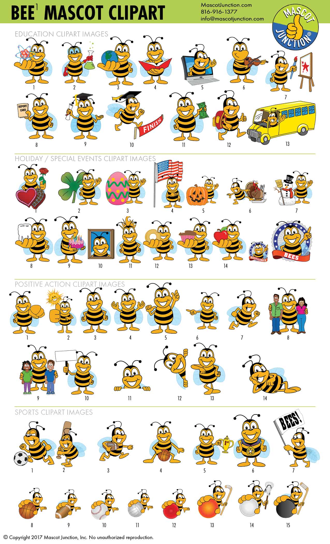 Bee Mascot Clipart Illustrations