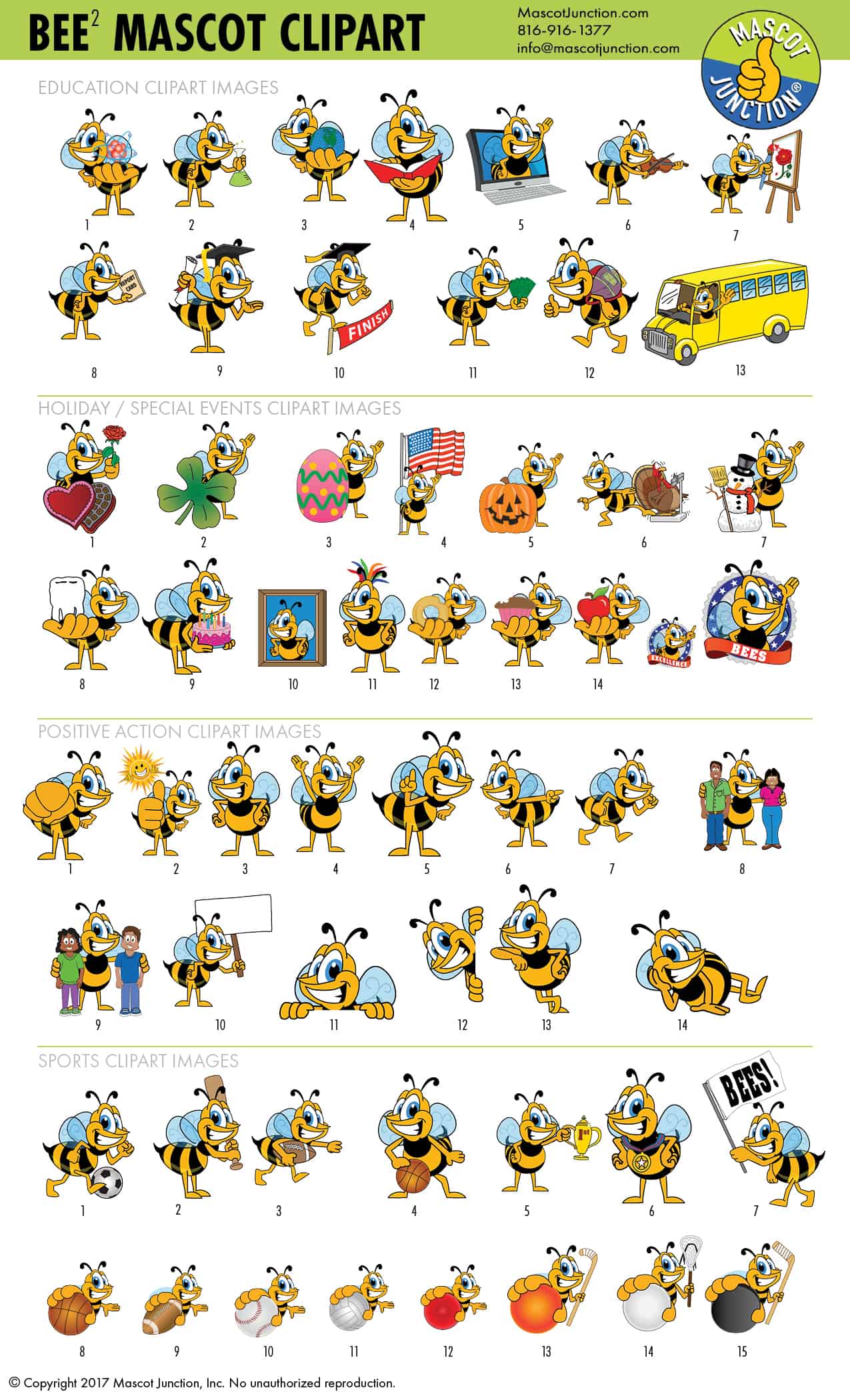 Bee Mascot Clipart Image Set
