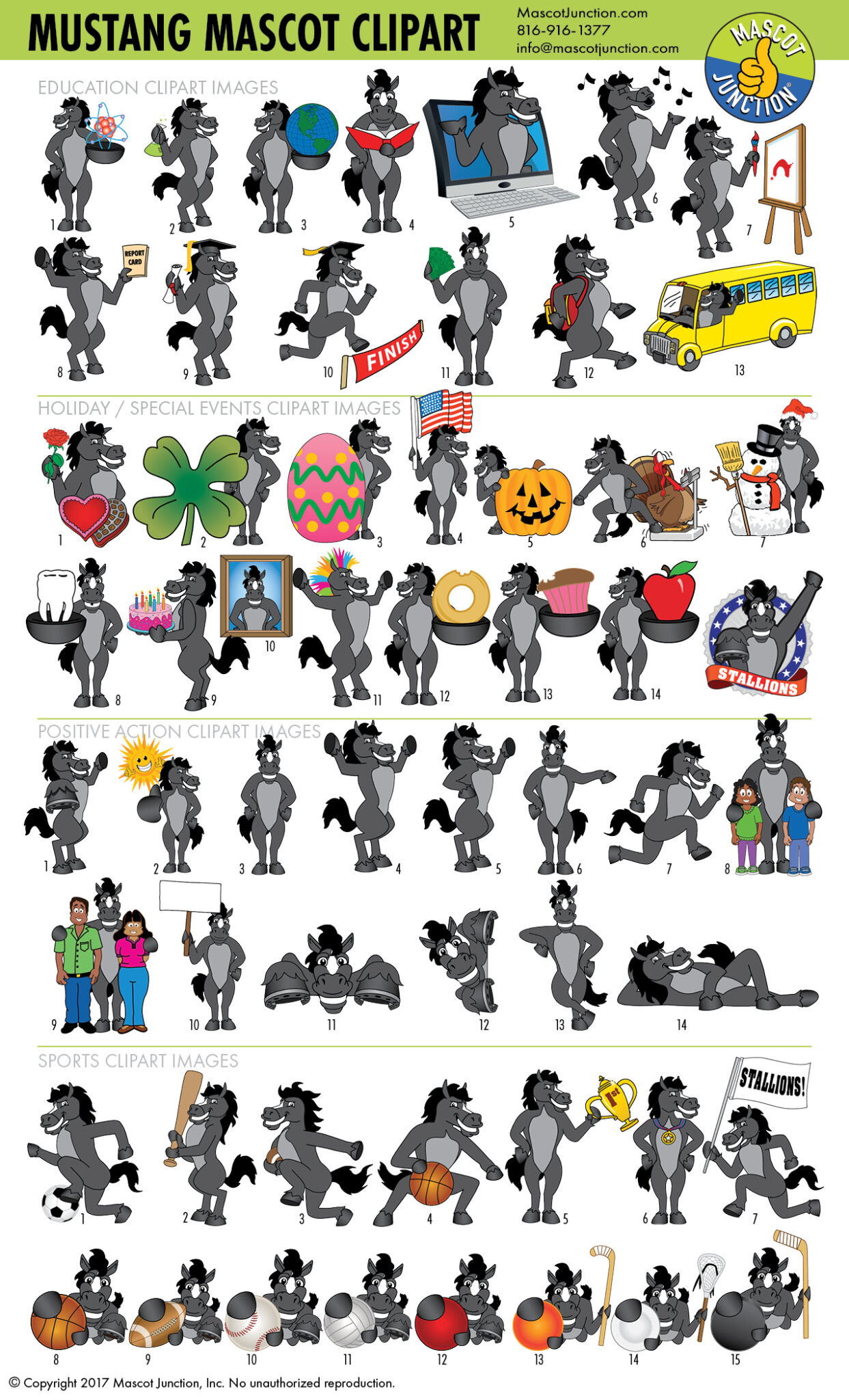 Mustang Clipart - Black Horse Mascot - Mascot Junction