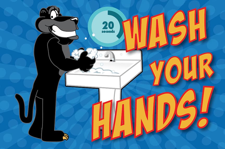 Wash Hands Poster Panther