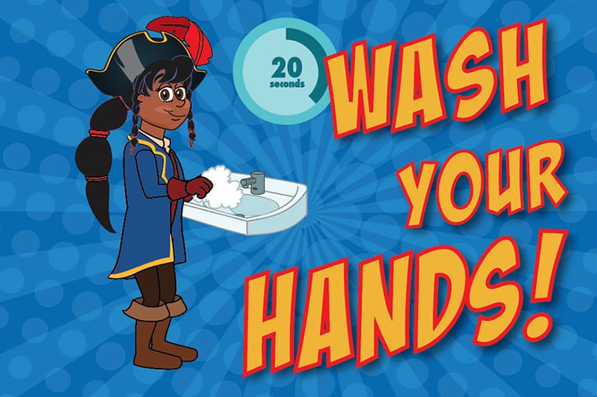Wash Hands Poster Pirate Girl